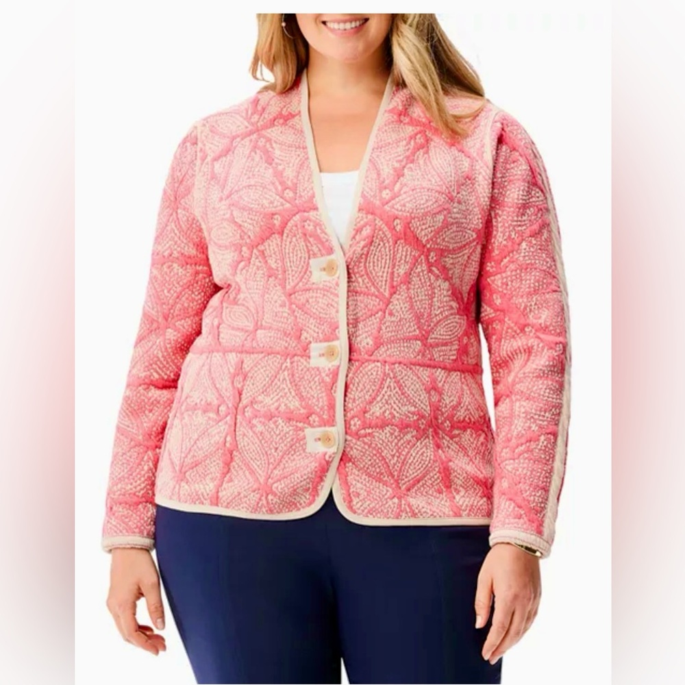 NIC+ZOE Jet Set Knit Jacket – Pink/White Textured Knit